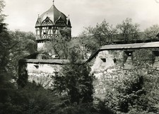 10-213 postcard Burgk Castle Museum Hunger Tower with defensive corridor Schleiz GDR