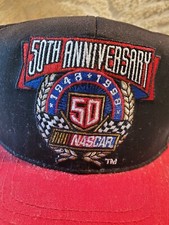 NASCAR 50th Anniversary Baseball Cap Hat Racing Black Red Snapback NOS