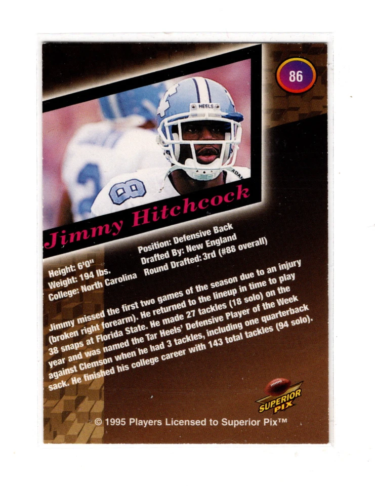 1995 Superior Pix Auto /4000 Jimmy Hitchcock #86 Auto - Image 2 of 2