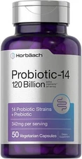 Probiotics 120 Billion CFUs | 50 Capsules | With Prebiotics | by Horbaach