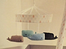 Cloud Island NIB Crib Mobile Whales Musical White Noise Rotating Blue Gray Plush