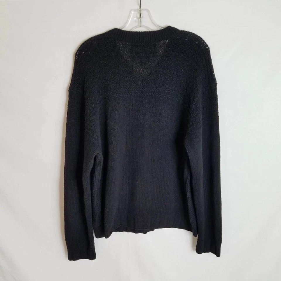 VTG Polo Sport Ralph Lauren Mens Black Silk Linen Knit V-Neck Sweater Sz Large - Image 4 of 4
