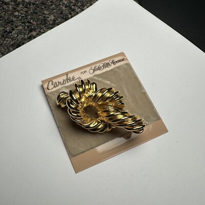 Carolee For Saks Large Gold Tone Textured Rope Knot Metal Brooch