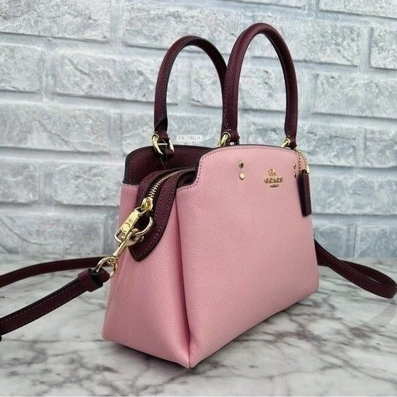 Borsa a tracolla Coach Mini Lillie in polvere vino rosa polvere multi
