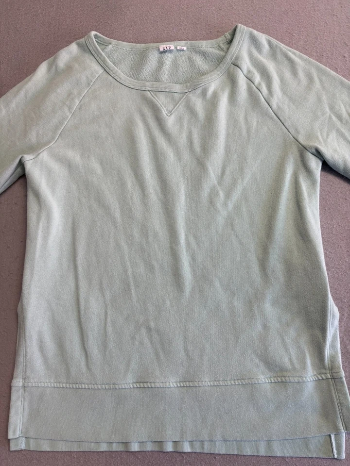 Sudadera Gap Mujer Pequeña Verde Menta Terry Todos los Días Pullover Informal Foto 2 de 4