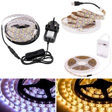 LED Strip Light Wardrobe Cabinet Rope Tape Self-adhesive USB/Battery/Mains Plug