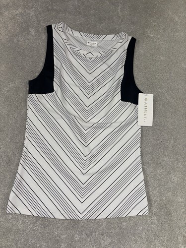 Top de natación ATHLETA Chevron Rashguard blanco y negro S pequeño UPF - Imagen 2 de 7