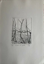 Stefi Longo etching Peace in the Vineyard 50x35 numbered 1972 by "the seasons"