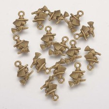 Witch Charms Antiqued Bronze Halloween Pendants Findings 2 Sided 10pcs
