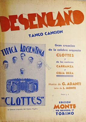 Sheet Music - Desengano - Tango Cancion - Music by G. Adanti