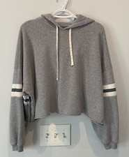 American Eagle Women  s Gray Medium Sweatshirt. Hooded  Cropped.