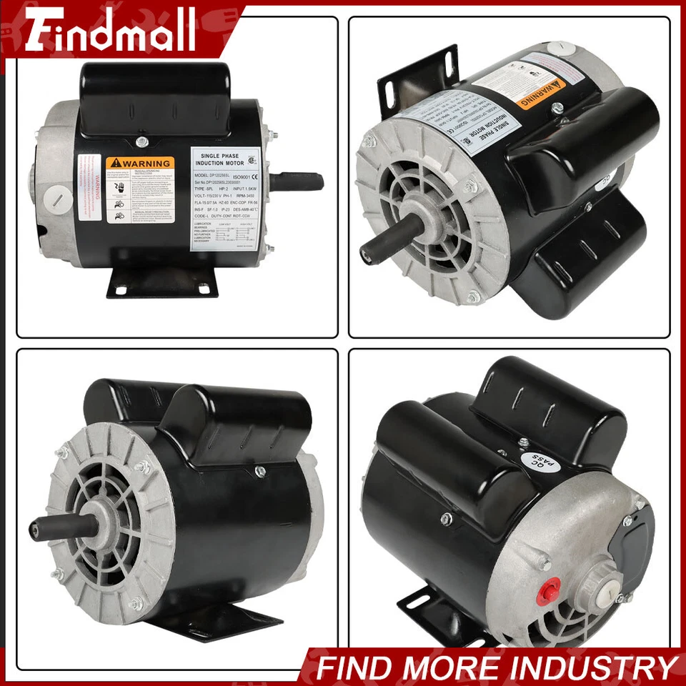 2HP SPL Compressor Duty Electric Motor 3450 RPM 56 Frame 5/8" Shaft 120/240V - Image 4 of 4