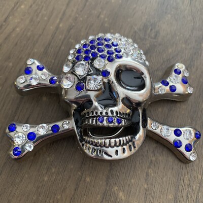 Blue Enamel Skull Bones Pirate Belt Buckle Hebilla Del Cinturón 