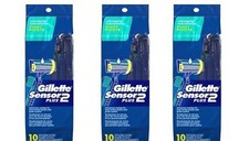 BL Gillette Mens Sensor 2 Plus Disposable 10 Count - THREE PACK
