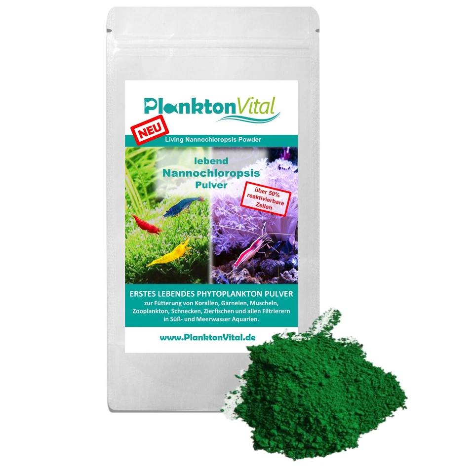 PlanktonVital Lebend Nannochloropsis Pulver Korallen Garnelen Phyto Plankton 20g