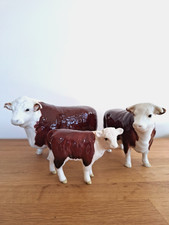 Beswick Hereford Bull Cow Calf Set Vintage England Cattle Figurines