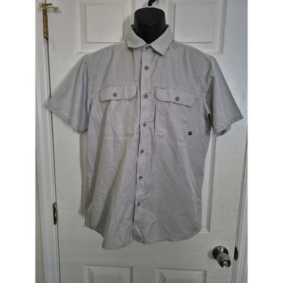 Mountain Hardwear Mens Button Up Shirt Short Sleeve Gray Size M Outdoor