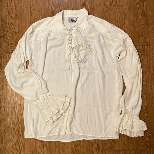 The Pirate Dressing White Rayon Lace Up Poet Shirt Mens EXT 2XL 3XL Renaissance