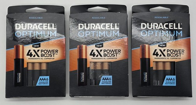 #ad Duracell Optimum AAA Batteries Lot of 18 3 Packs of 6 4x Power Boost NEW $18.99