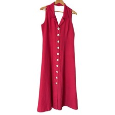 Vintage 90 Linen Blend Sleeveless Maxi Pink Coquette Dress 8 Quiet Luxury Resort