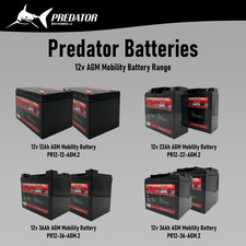 12v 12, 22, 36, 50, 60 & 85Ah AGM Mobility Scooter Wheelchair Batteries