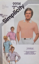 Simplicity Sewing Pattern 9994 Mens Pullover Top 4 Variations Sizes 40-44 VTG UC