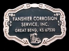 JB06145 GREAT VINTAGE 1970s  FANSHIER CORROSION SERVICE  OILFIELD BELT BUCKLE