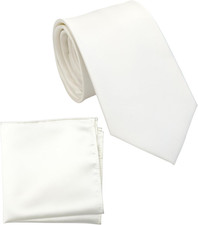 Regular Tie and Pocket Square for Men, Solid Color Necktie Set, 3.2 inch Standar