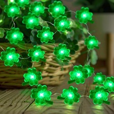 Coquimbo St Patricks Day Decorations String Lights, 10FT 30LED Green Shamrock St