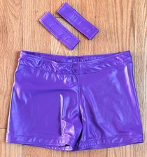 Pro Wrestling Gear Set Wet Purple Biker Shorts w/ Matching Bicep Bands Sz Small