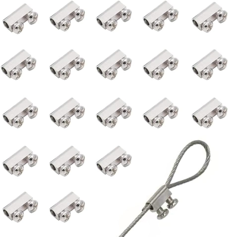 Hole Prevent Rope 20Pcs Upgraded Wire Rope Cable Clamps Single/Hole Cable Clamps (3.0Mm ...