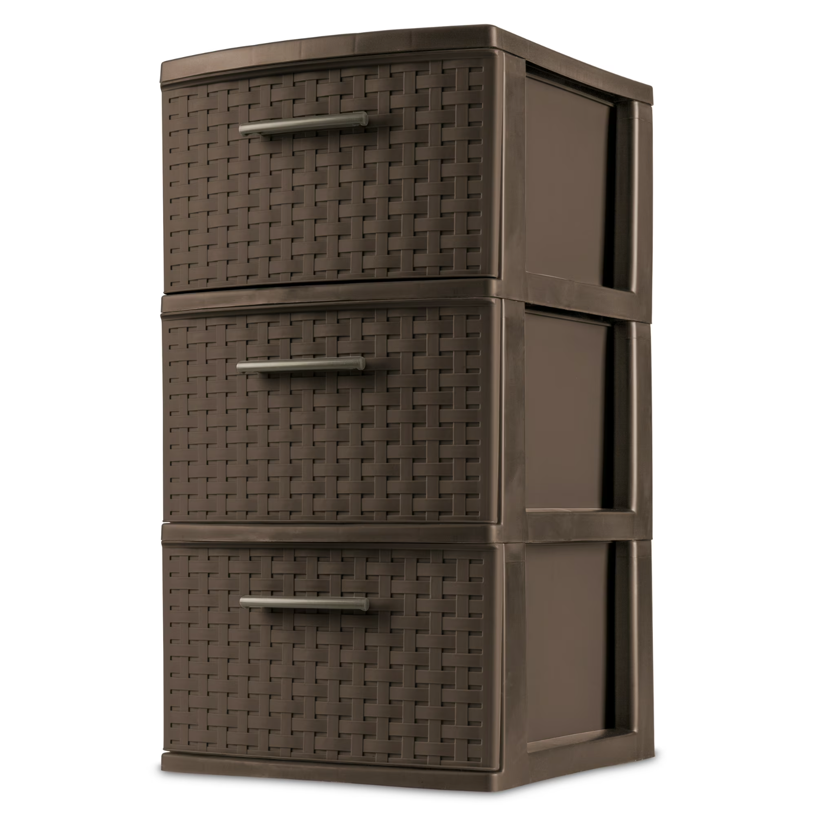 Weave 3 Drawer Plastic Storage Tower Brown Home Organizer
