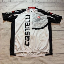 Castelli Full Zip Cycling Jersey Shirt Logo White and Black Men's Size XXL