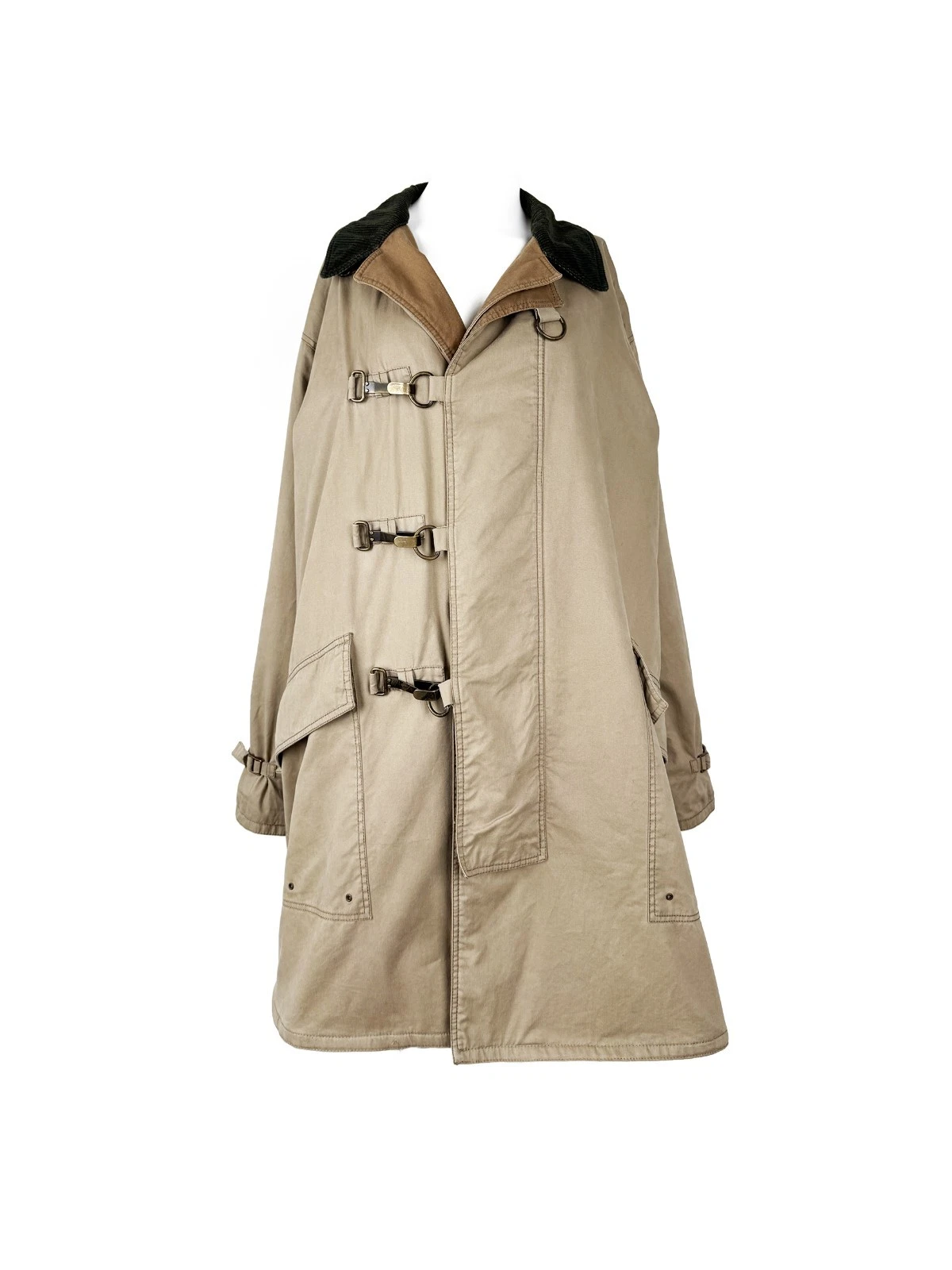 Giorgio Armani — Giorgio Armani Fireman Coat Long Jacket Beige Overcoat Vintage 1980s Men Size L