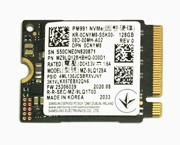 128GB M.2 PCIE NVME 2230 SSD Solid State Drive Major Brand Samsung