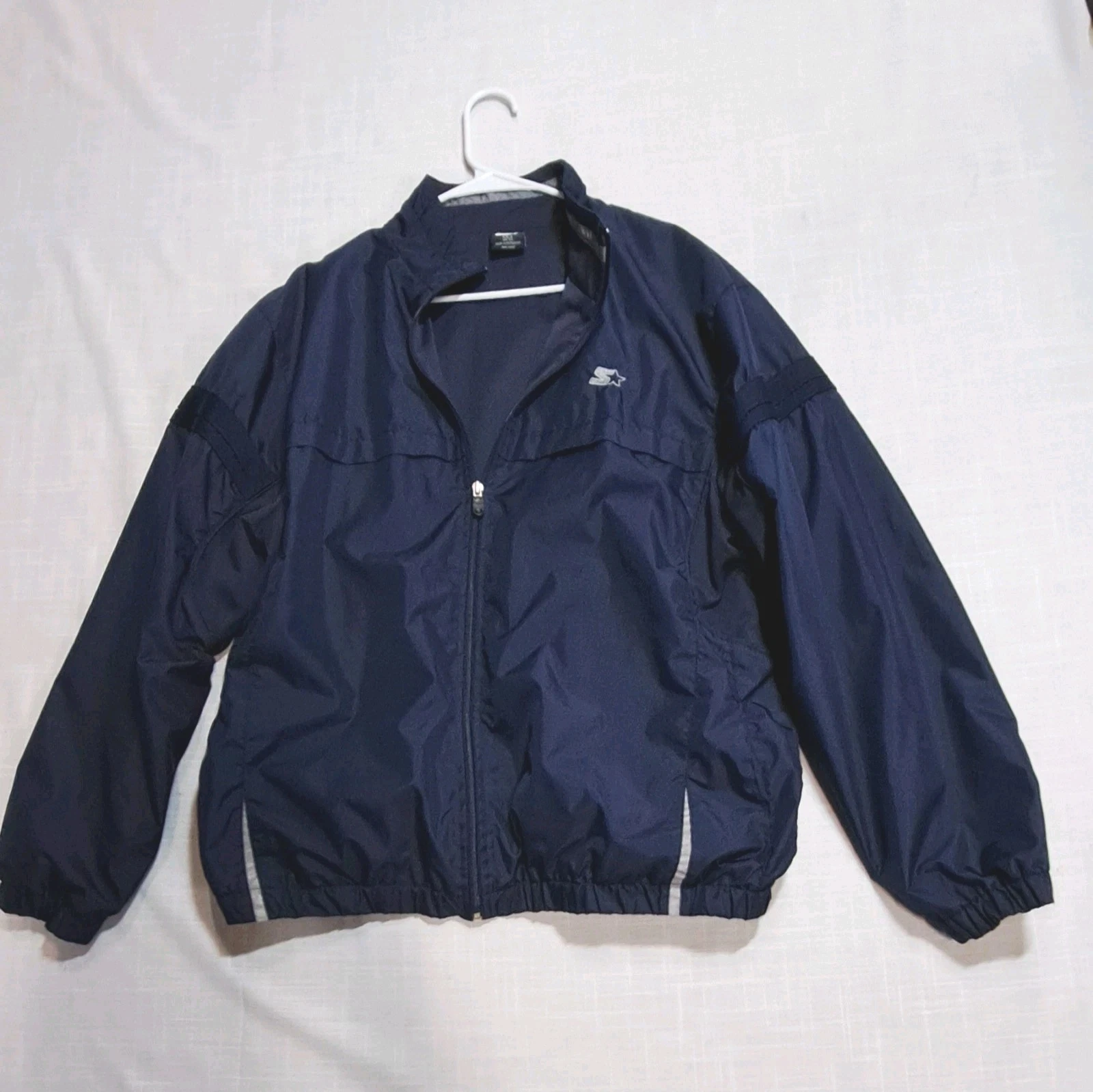 Starter Track Jacket L Blue Windbreaker Running Gym Workout Athletic Leisure