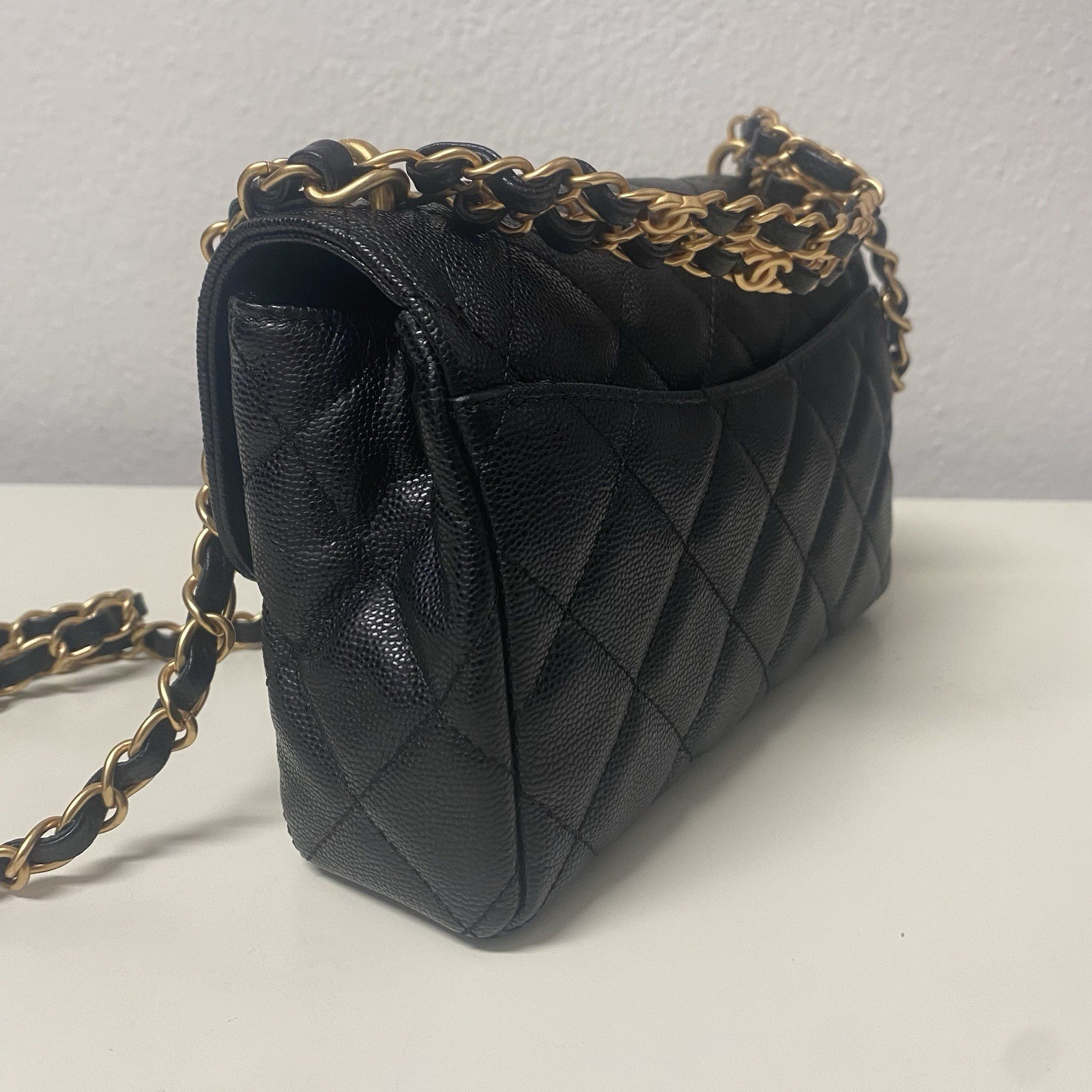 Chanel Black Caviar Mini Rectangular Chain Top Ha… - image 7