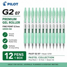 Pilot 12781 - G2 Retractable Pastel Pen - Green Ink - Box Of 12 Pens 