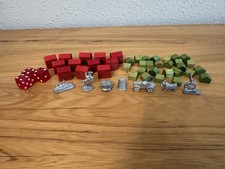 1940s/50s MONOPOLY GAME PIECES Motel, Houses, Dice, Metal Playing Pieces