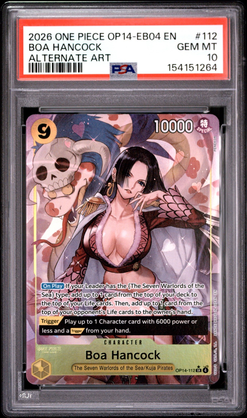 One Piece Boa Hancock Alternate Art OP14 EB04 EN #112 PSA 10 GEM MINT