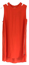 Shift Dress Uk14 Warm Orange Cut Out Shoulder Detail 2 Full Side Zips Silky Feel