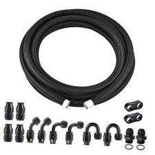 PTFE Fuel Line Kit, AN6 E85 Nylon Braided Fuel Hose kit 20FT Black 6AN