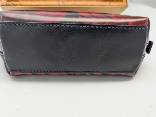 Patricia Nash Leather Rustic Mums Capriana Zip Cosmetic Bag Suede Interior NWB - Picture 7 of 14