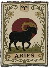 Aries Botanical Blanket Throw Woven from Cotton - Made in The USA (72x54)