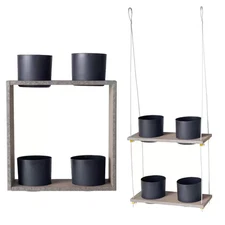 Urban Garden 2 12 In. Modern Stone Gray Composite Resin Garden Case 2-Garden She