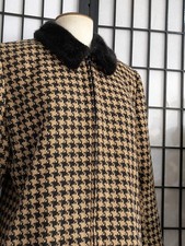 Doganay Vintage Jacke Kunstfellkragen Hundezahn Design 60% Wolle Größe 14
