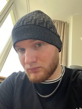 Fendi Zucca FF Monogram Beanie Hat One Size 100 Wool