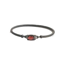David Yurman Petite Wheaton Twist Bracelet Facet Garnet/Diamonds 3mm Patina S/M