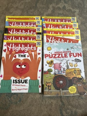 Lot Of 9 Highlights for Children Magazines- Newer 2/25-6/26 And Puzzle Book