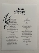 BRETT ELDREDGE SIGNED LYRIC SHEET AUTOGRAPHED WANNA BE THAT SONG SINGER RARE COA
